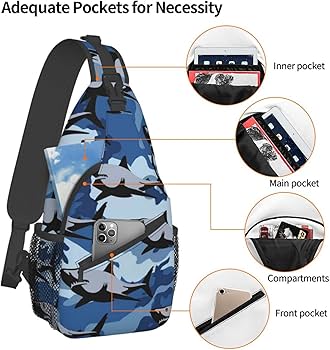 Amazon.co.jp: 斜め掛けバッグ メンズ 迷彩柄 ブルー カモフラージュ